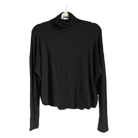 Babaton Tops - Aritzia Babaton Small Long Sleeve Top Shirt Black Mock Neck Lightweight Cropped